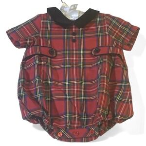 NWT Plaid Red Baby‎ 3-Month Romper